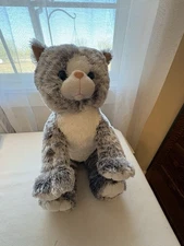 Bear Factory Cat Kitten Gray White Plush Stuffed Animal 12" Blue Eyes Striped