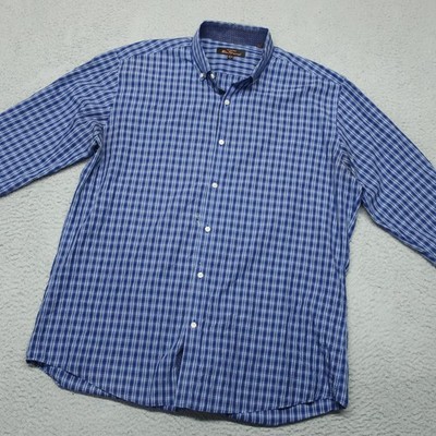 Ben Sherman Button Down Dress Shirt Mens L 34 35 Blue Long Sleeve Classic  Plaid | eBay