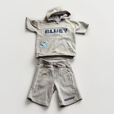 Bluey Toddler Boy Textured Knit Short Set, beige/tan size 4t.hooded