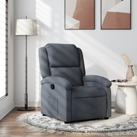 Relaxsessel Samt Dunkelgrau Polster Sessel Mit Liegefunktion Wohnzimmer