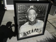 HUGE 1951 WILLIE MAYS FRAMED/SIGNED PHOTO MINNEAPOLIS MILLERS GREY FLANNEL/JSA