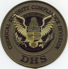 CHEMICAL SECURITY COMPLIANCE Washington DC green LARGE SECURITY POLICE PATCH