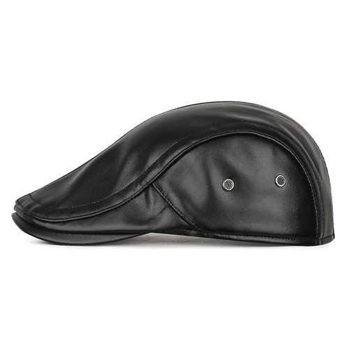 Herren PU Leder Fleece Gefüttert Baskenmützen Warm Bäcker Verstellbar Ente Zunge Mütze Retro☾ - Bild 9 von 18