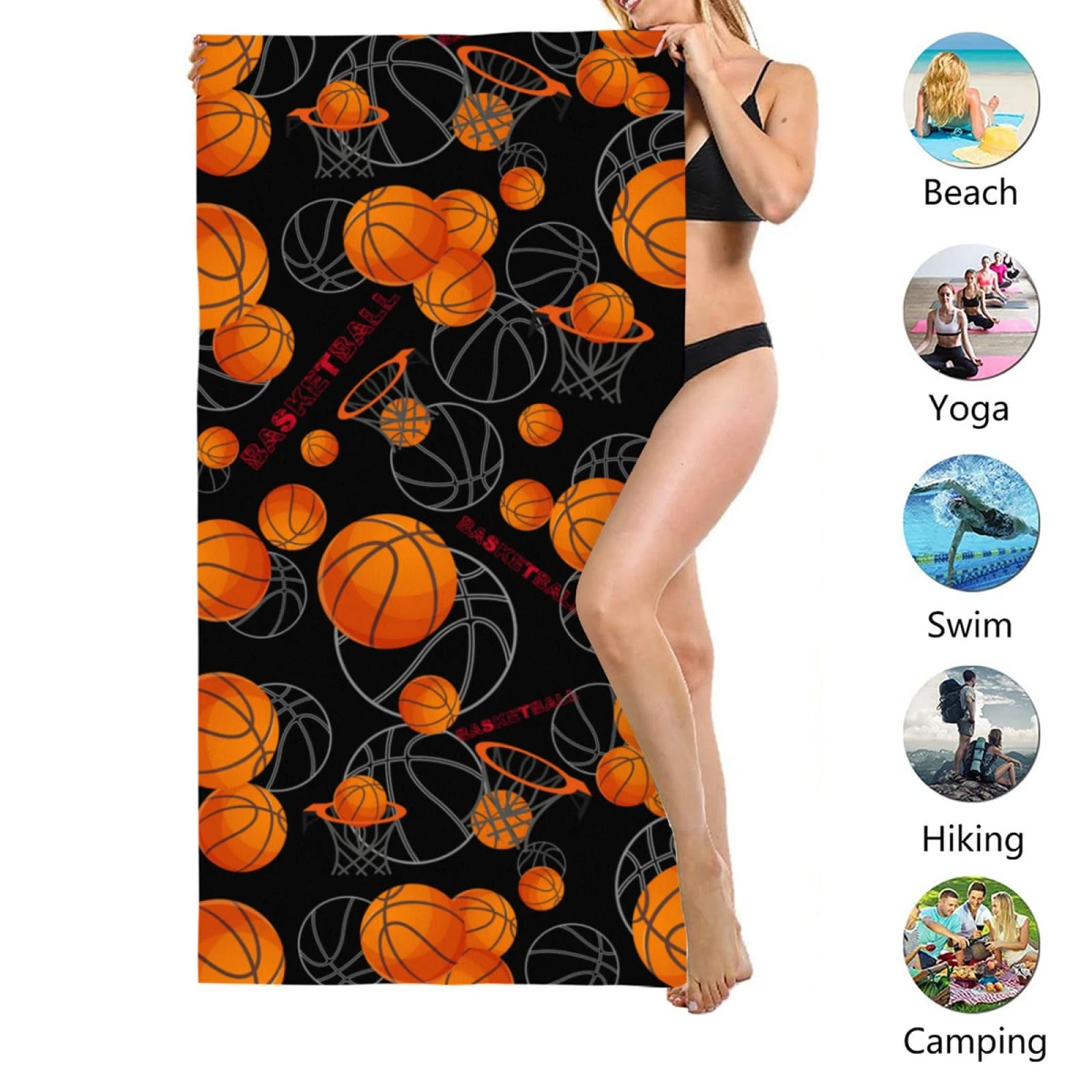 Basketball Beach Towel Oversized Microfiber Quick Dry Bath Towels Gift Thick ...