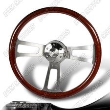 W-power 17-inch Dark Wood Grip 5-hole Billet Spoke 2.5 Deep Dish Steering Wheel W-power 17-inch Dark Wood Grip 5-hole Billet Spoke 2.5 Deep Dish Steering Wheel