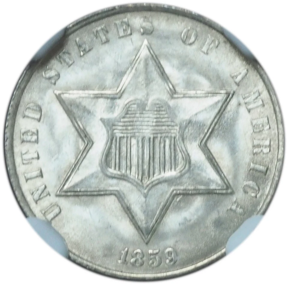 1859 3 Cent Silver MS66 NGC - Bright Flashy White! - Image 3 of 4