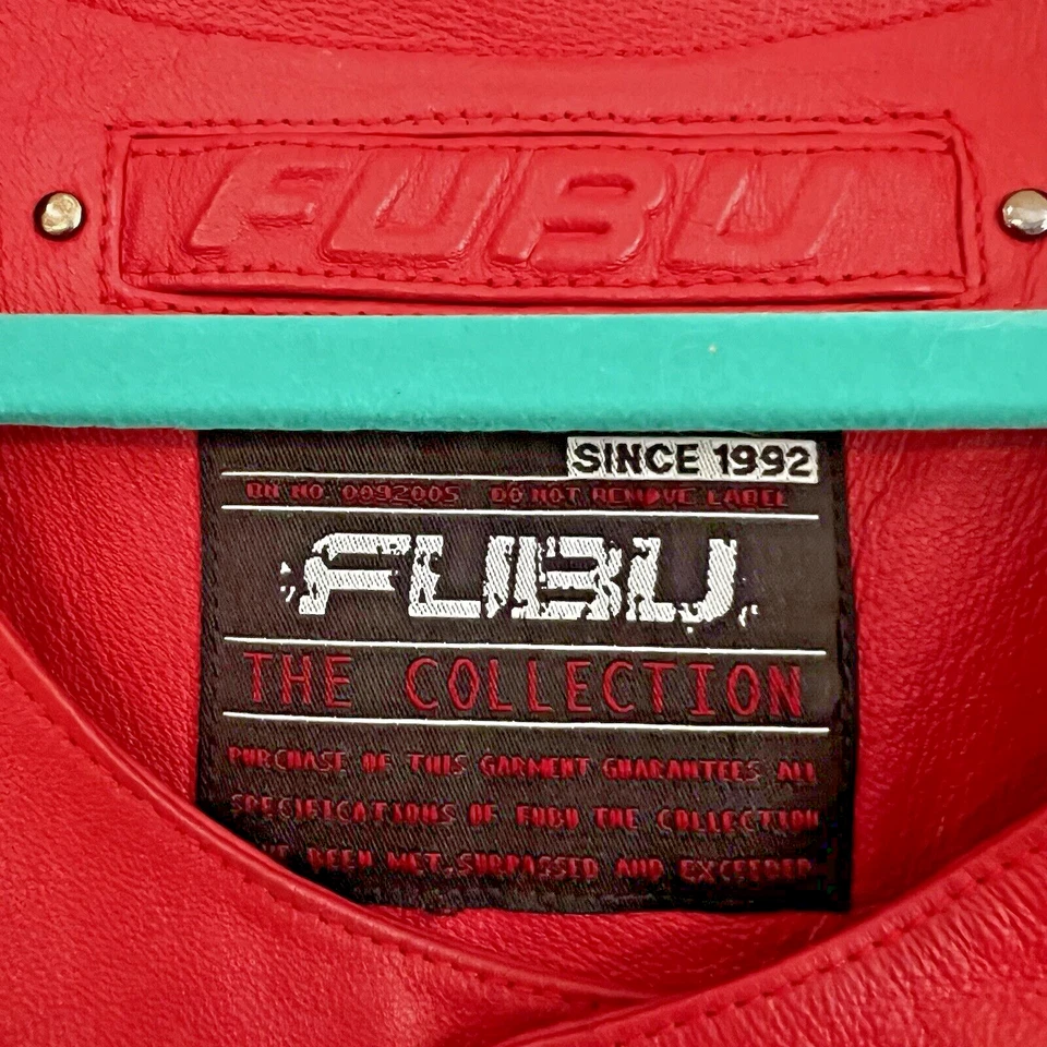 Vintage Extremely RARE FUBU Red Leather Series Collection Jersey Rap Hip Hop - Image 2 of 4