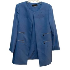 Tahari Arthur S Levine Women's Zip Pockets Jacket Blue 12