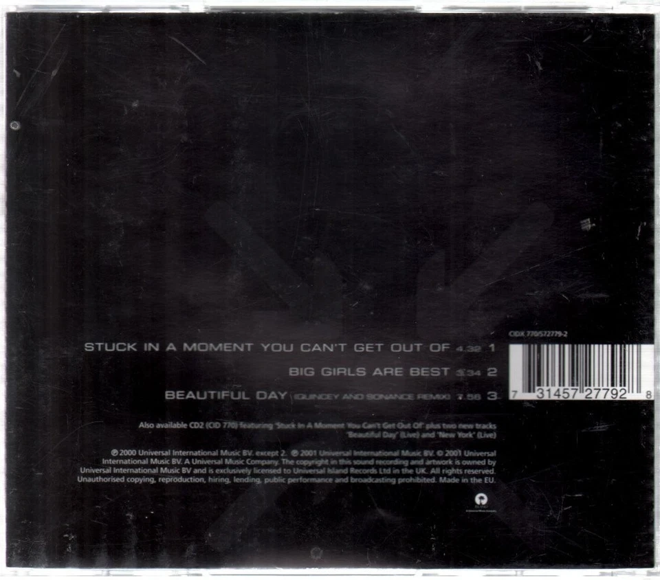 U2 Stuck In A Moment You Can't Get Out of CD UK Island 2000 blue sleeve design b - Bild 2 von 2