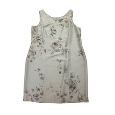 Adrianna Silk Floral Beaded Sheath Dress Slate Blue 18W Sleeveless Y2K