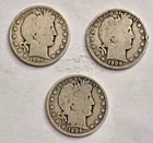 3 - Barber Half Dollars $1.50 Face Value FV SILVER  1906 P D O Mint Marks