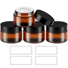 Thick Amber 1 oz Glass Jars with Lids Inner Liners, 4 Pack Small Amber Glass J