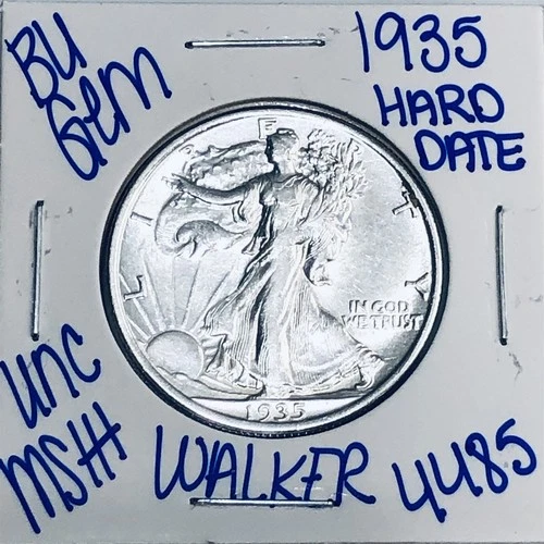 1935 BU UNCIRCULATED WALKING LIBERTY SILVER HALF DOLLAR AUTHENTIC U.S. MINT 4485