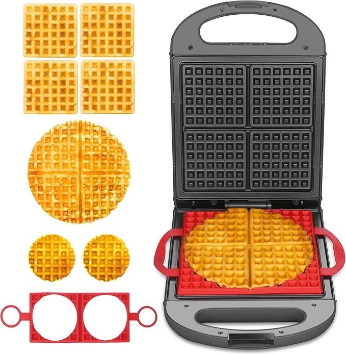 Baker’s Friend 3-in-1 Waffle Maker, Flip Design, Belgian, Mini, Chaffle + Molds