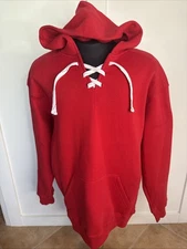J. America Men's Red Size XL Sport Lace Hooded Sweatshirt Hockey Hoodie Logo
