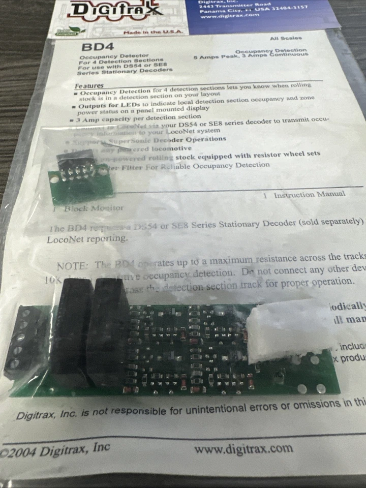 Digitrax BD4 Block Occupancy Detector - DCC MultiScale - 4 Sections NIP! - Image 2 of 4