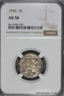 NGC AU58 1936 BUFFALO NICKEL 5c   (BC03)