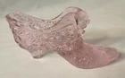 Fenton Glass 1985 Pink Carnival Daisy & Buttons Cat Head Slipper Figurine