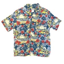 VTG Disney Parks Mickey Mouse Hawaiian Shirt Surf Sz S Tropical Donald Pluto