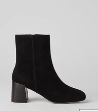 $248 New Ann Taylor Flare Heel Leather Bootie 8 Black Boots