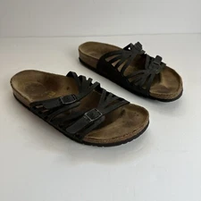 Birkenstock Sandals Women's Size 7 Shoes Granada Black Leather Hippie Buckle