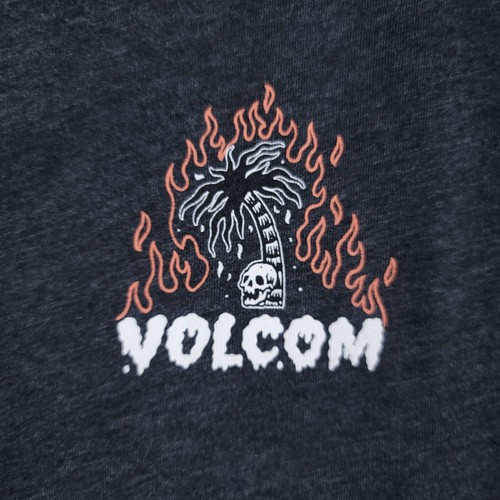Volcom Shirt Mens Large Gray Long Sleeve Skeleton Palm Tree Flame Graphic - Picture 4 of 9