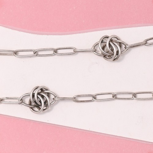 Antique Victorian Infinity Knot Station Link Silver Chain Necklace - Picture 2 of 5