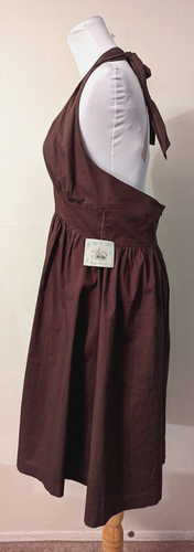 New Suzi Chin Maggy Boutique sz 12 Halter style Sun Dress brown lined 3653 - Picture 3 of 5