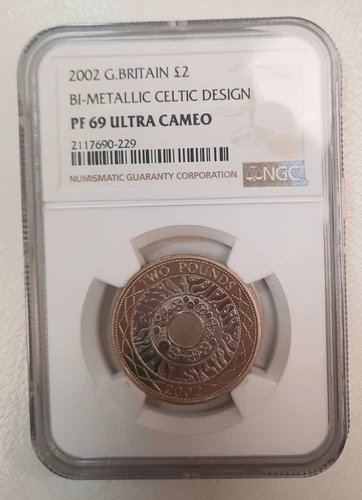 2002 UK, GREAT BRITAIN, £2 POUND. CELTIC DESIGN. PF 69 NGC. TOP POP