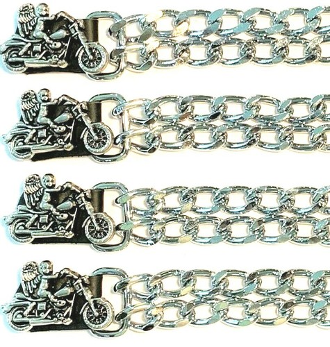 4 MOTORCYCLE ANGEL DIAMOND CUT CHROME CHAIN VEST EXTENDERS USA MADE - 第 1/2 張圖片
