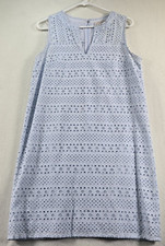 Ann Taylor LOFT Dress Womens 6 Blue Lace Eyelets Cottagecore Bohochic Sleeveless