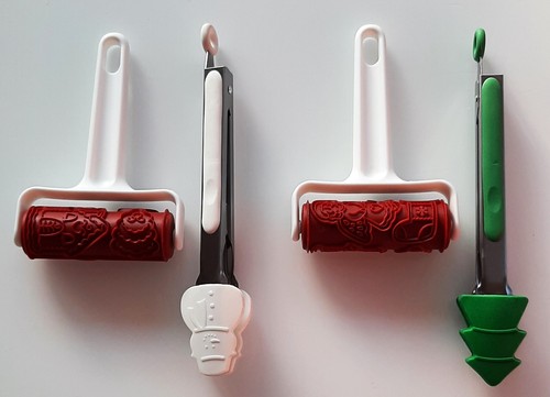 Spekulatiusrolle Gebäckzange Spekulatiuswalze Silikon Teigrolle Holz Weihnachten - Bild 1 von 5