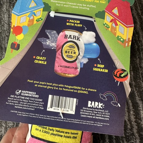 Bark Box Bier Plüsch Hundespielzeug Wassermelone Ale Quietschen Knistern Dose Doggy M/L Neu - Bild 8 von 13