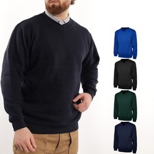 Mens Plain Black V Neck Work Sweatshirt Size XS to 4XL - WORK JUMPER LEISURE