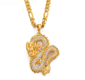 Authentic 18K gold-plated auspicious dragon pendant necklace