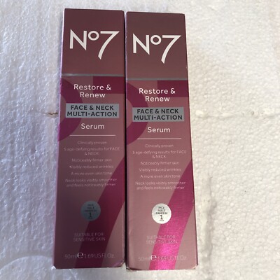 No7 Restore & Renew Face & Neck Multi Action Serum 50 ml x 2