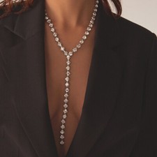 Women Rhinestone Necklace Round Jewelry Fashion Waist Body Chain Bling 22031