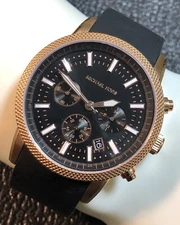 Michael Kors Men’s Watch WR100M Scout Chrono Rose Gold Tone, Rubber Band MK8244