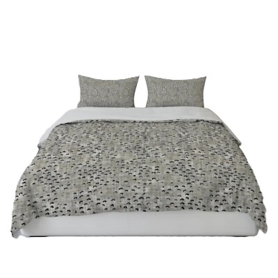 Heartbeat Studio 3 Piece Twill Abstract Duvet Cover Set- Black/Beige/Gray- King