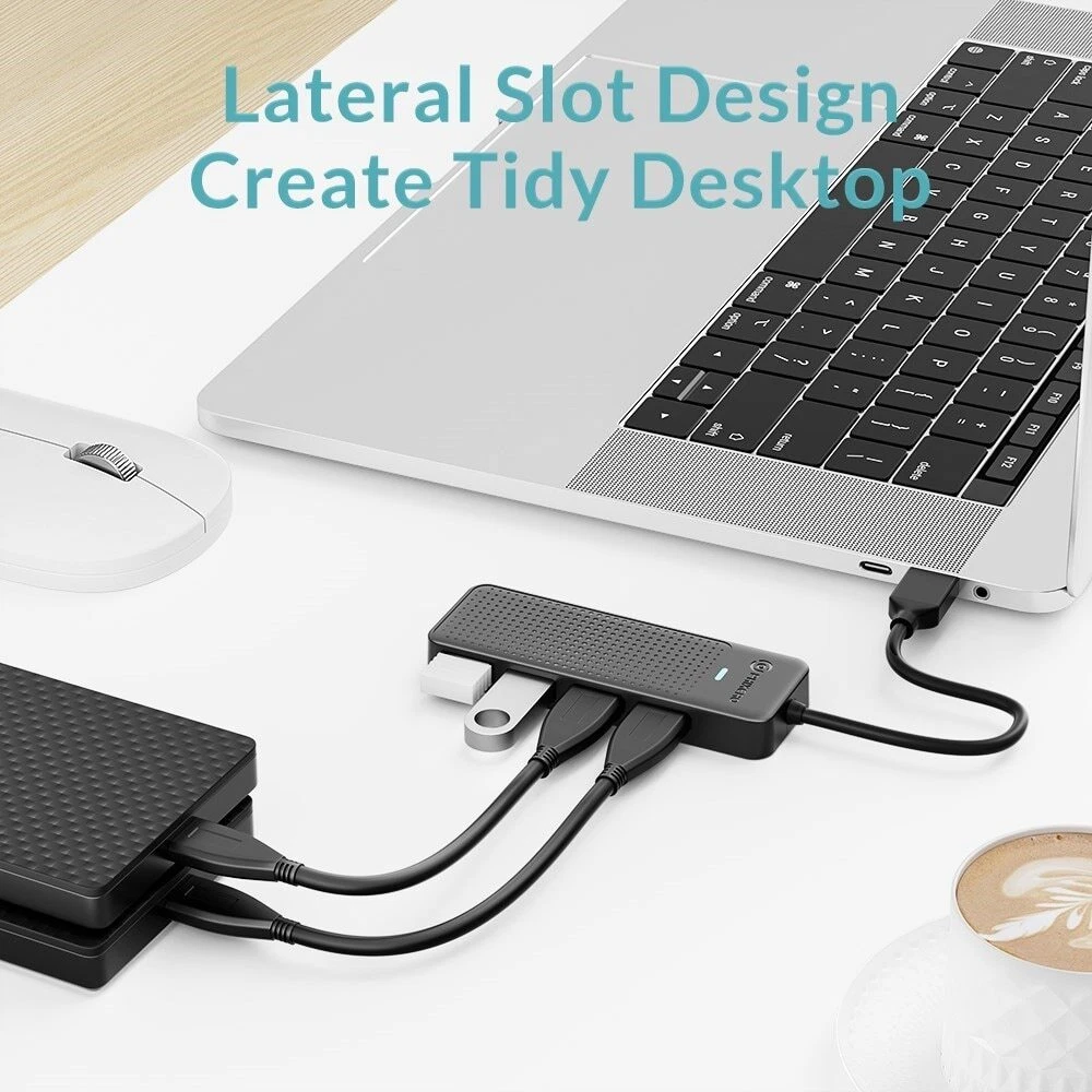 PHIXERO 4-Port USB 3.0 Hub with 5Gbps Speed and 1m Cable