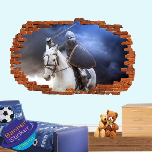 SWORD HORSE ARMOR SHIELD KNIGHT WALL STICKER 3D ART POSTER MURAL DECAL DECOR XR8 - Picture 2 of 3