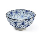 Two 4.25" Rice Bowls Blue & White Geometric Made In Japan