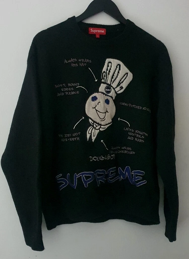 Pull noir FW22 Supreme Doughboy taille S petit sweat en laine col rond