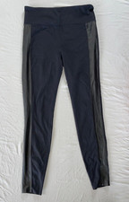 Athleta 456940 Faux Leather Tux Stripe Metro High Rise Leggings. Women's M. EUC 
