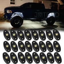 24X White LED Rock Lights Underbody Trail Rig Glow Lamp Offroad SUV Pickup Truck