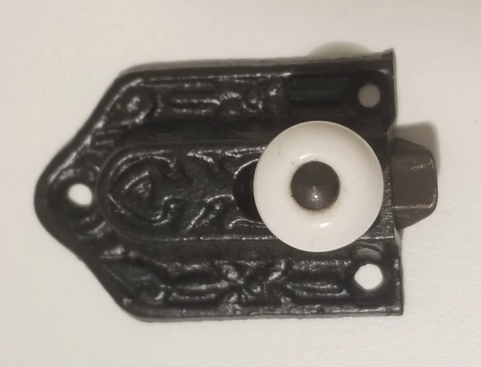 2 антикварных чугунных ручки для шкафа с защелкой из белого фарфора новые из старых запасов - Изображение 4 из 4