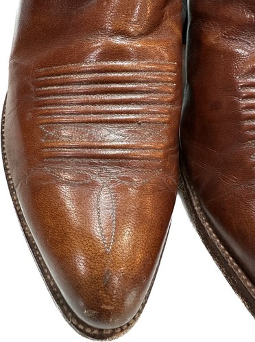 Botas Vaqueras Lucchese Vintage Cuero Marrón Coñac Talla 8.5 EEE Retro - Imagen 4 de 24