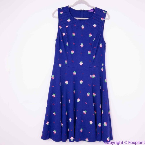 Einzigartiges Vintage Gwynnie Bee Cupcake Print Marine Kleid, Größe 2X - Bild 2 von 12