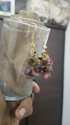 Pendientes Multi Turmalina Piedras Preciosas Plata de Ley 925 Hechos a Mano Joyería Regalo g55 - Vídeo 1 de 1