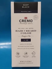 Cremo HAIR & BEARD COLOR N°12  DEEP BLACK No Mix No Mess MULTIPLE USE New in Box
